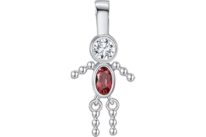 GINGER LYNE COLLECTION Birthstone Baby Pendants for Mom or Grandma by Ginger Lyne - Miniature Kids 24mm Birthday Boy or Girl Cubic Zirconia Sterling Silver Charms to Create a Family Tree Necklace for Women