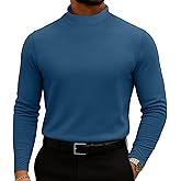 Mens Thermal Mockneck T-Shirts Long Sleeve Pullover Basic Soft Sweater Slim Fit Tops