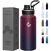 Sports Water Bottle 32oz, Insulated Water Bottle with Handle,Stainless Steel,Simple Modern,Suitable for Travel, School, Boy, Girl(Midnight)