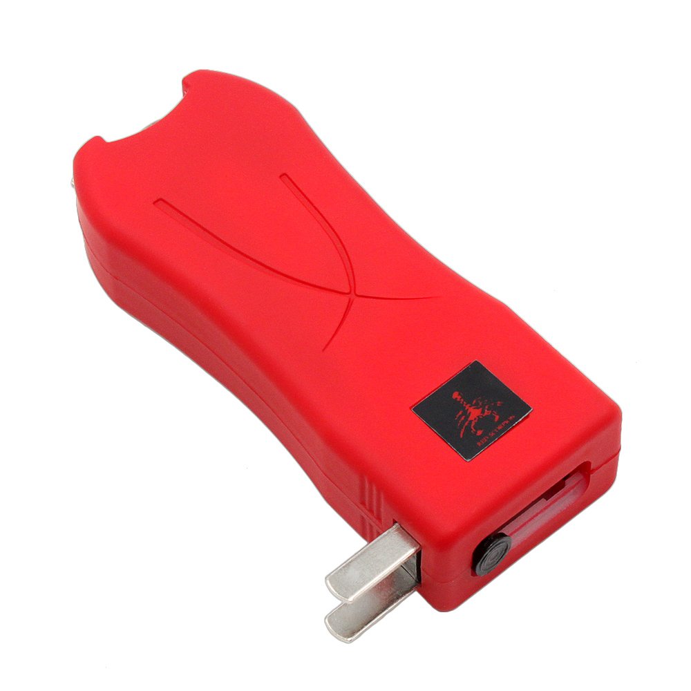 Red Scorpion Mini Stun Gun 398-600 Million Volts Rechargeable with LED Tactical Flashlight (Red)