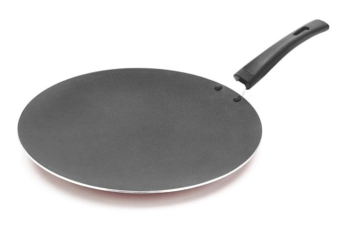 Classic Cookware 2.6mm Aluminium Non-Stick Coating Concave Tawa, 30cm, Red Color