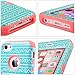 ULAK iPhone 5C Case, Shockproof Soft Silicone Rubber Hard Plastic Hybrid Heavy Duty Protection Kidproof High Impact Case Cover for Apple iPhone 5C, Zigzag + Coral Pink