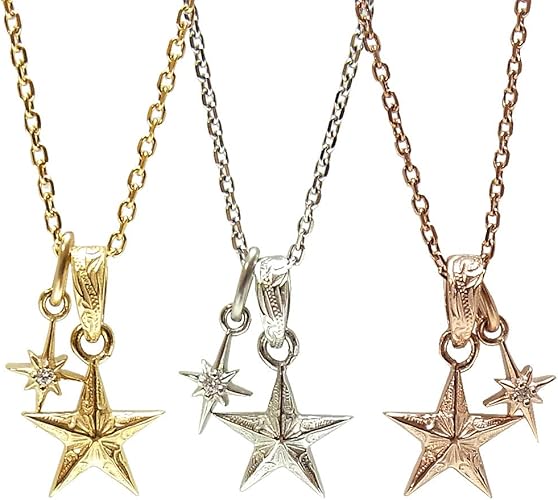 Amazon ハワイアンジュエリー 2連 ネックレス レディース メンズ ゴールド 星 スター 石 ジルコニア 誕生日 記念 ネックレス 通販