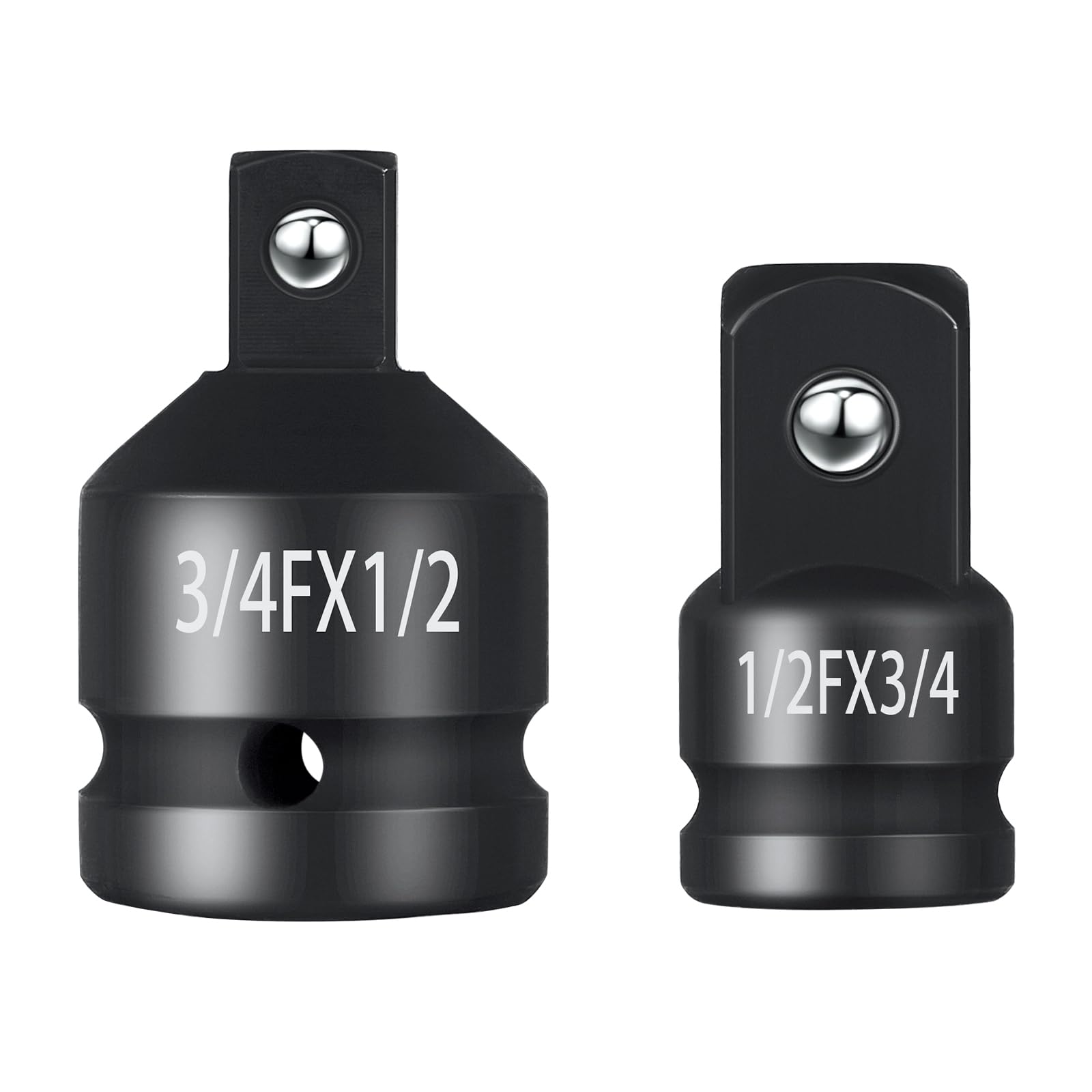 Nadisean 2Pcs 3/4 to 1/2 Adapter, 1/2 to 3/4 Adapter, Impact Socket Adapter Set, Premium Reducer Converter Adapter Set, Cr-Mo Steel, Fully Impact Rated, Ideal for Wrenches, Ratchets, Impact Driver