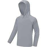 DRONIRING Boys Hooded Long Sleeve Rash Guard Swim Shirt, Youth Kids UPF 50+ Fishing Shirt, Sun Protection Hiking Beach Hoodie