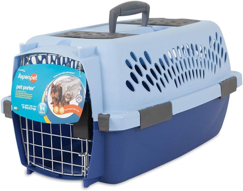 Petmate Aspen Pet Porter Heavy-Duty Pet Carrier with Secure Lock, 9 Sizes, 13 Colors, Breeze/Black, UP TO 10 LBS : Hard Sided Pet Carriers : Pet Supplies