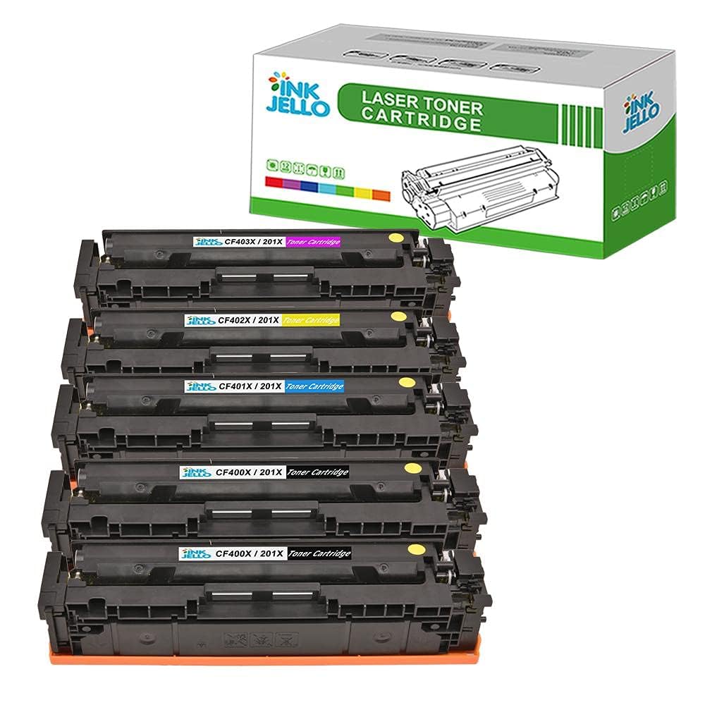 InkJello Compatible Toner Cartridge Replacement for HP Colour LaserJet Pro M252dw M252n MFP M274n MFP M277dw MFP M277n CF400X CF401X CF402X CF403X (Black/Cyan/Yellow/Magenta, 5-Pack)