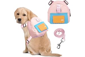 DoggieKit Dog Backpack for Small Dogs to Wear,Cute Pet Puppy Harness Backpacks with Leash Adjustable Dog Self Carrier Bag for Travel Hiking Daily Walking (S, Pink)