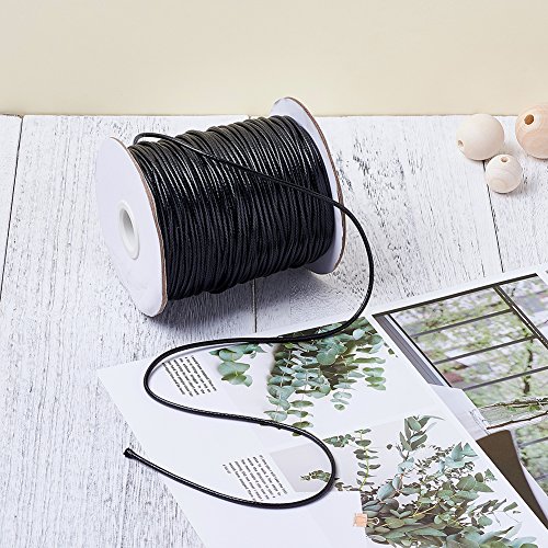 Craftdady 100 Yards 1.5mm Waxed Cotton Cord Macrame Bracelet Necklace Jewelry Making Waxed Beading Thread String (Black)