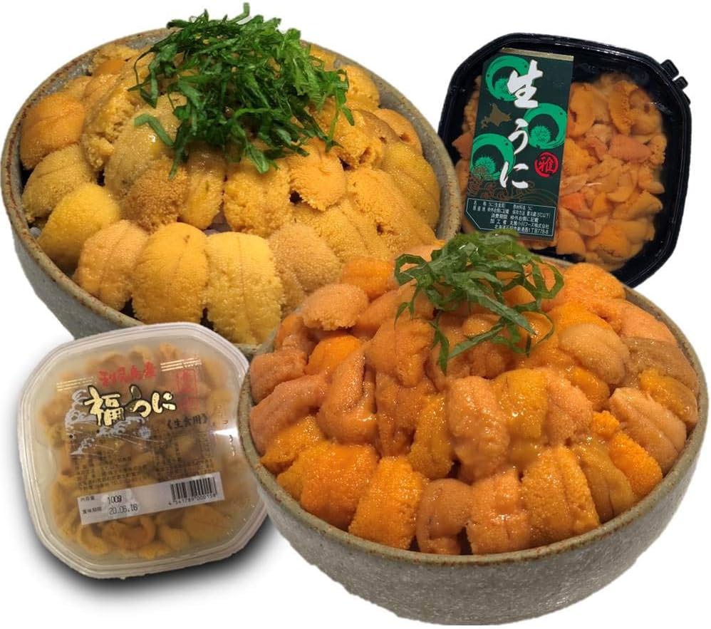 バフンウニ100g ムラサキウニ100ｇ 北海道産 蝦夷バフンウニ100ｇ ムラサキウニ100ｇ バフンウニ 生キタムラサキウニ 塩水ウニ 北直店 ウニ 通販 Amazon