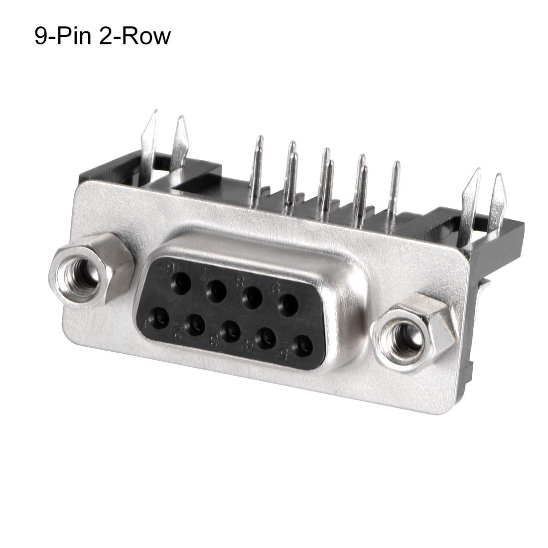 sourcing map D-sub Connector Female Socket 9-pin 2-row Right Angle Port Terminal Breakout Solder Type for Mechanical Equipment Black Pack of 5 - Image 3