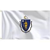 Bradford Massachusetts Flag 3x5 ft Outdoor, Double Sided MA State Flag 3 Layer, Vivid Color MA Flag with 2 Brass Grommets for House Room Decoration