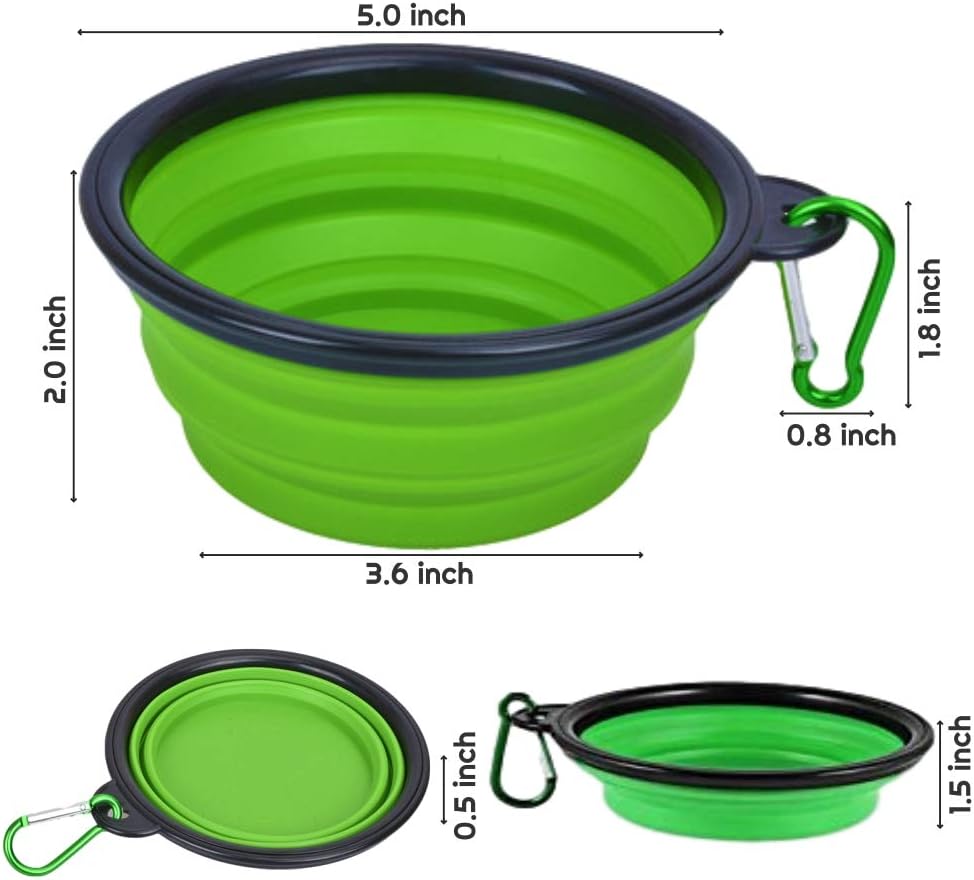 Pet Supplies : Collapsible Dog Bowl for Travel Foldable Expandable Cup Dish for Food or Water, Portable Dog Bowl Durable and Reusable for Pet Cat, Food Safe Silicone Lightweight & Leak-Proof, Free Carabiner 3-Pack : 