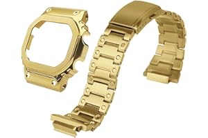 HJHYUL DW-5600 Mod Kit Stainless Steel Case Solid Metal Strap Bracelet for 5600 Series, 5610 Series, Watch Part Replacement