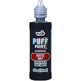 Tulip Puff Fabric Paint Matte Finish , Permanent Craft Paint for Clothes, DIY Projects, Notoxic, 4 fl oz, Basic Black