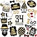 PartyGraphix Retirement Photo Booth Props - European Made Black & Gold Decorations Kit - 34 Pieces