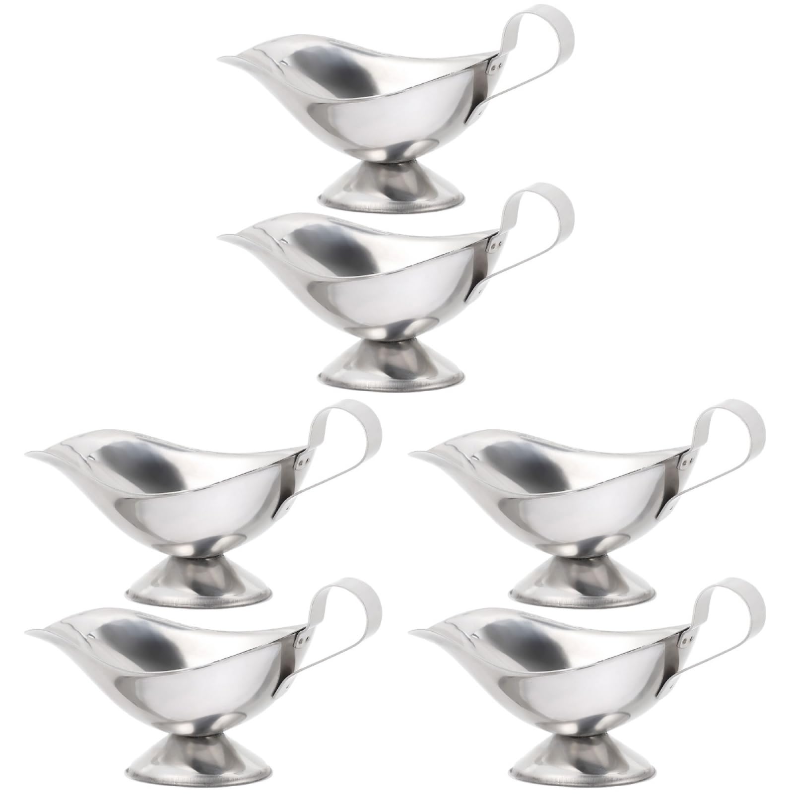 6 Pcs Stainless Steel Gravy Boat Set - 5oz Condiment Bowls and Gravy Dispensers for Sauces, Ideal for Christmas and Special Occasions