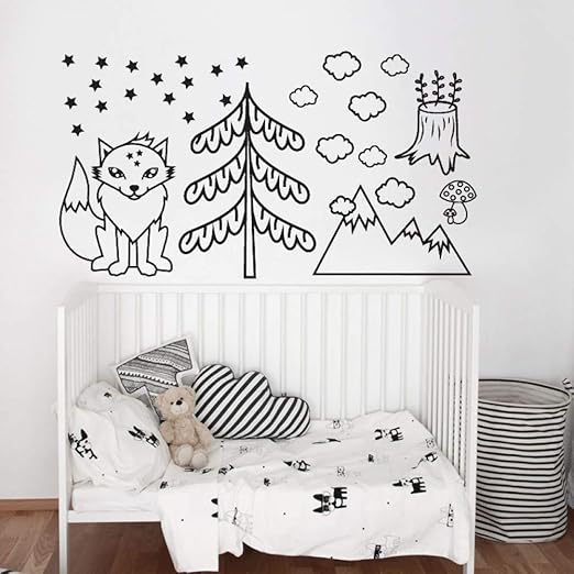 Shengyunpio Nuevo Diseno Pequeno Zorro Y Bosque Mural Tatuajes De