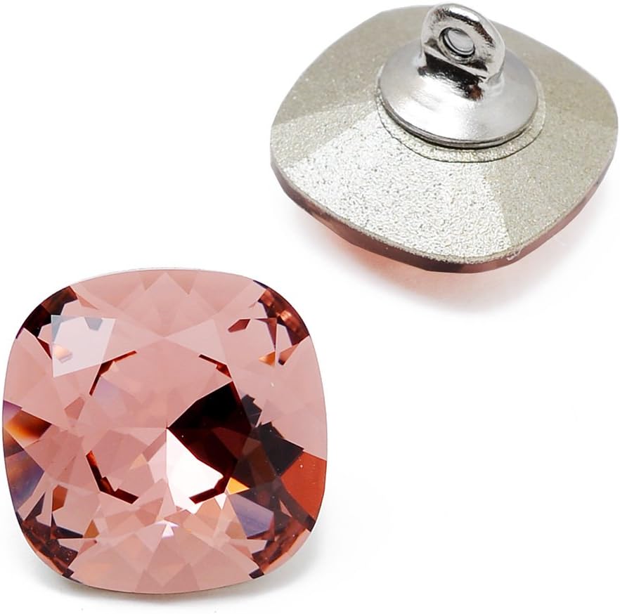 12mm Blush Rose Swarovski 4470 Cushion Square Fancy Button by pc
