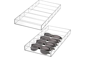 SOUJOY 2 Pack Acrylic Sunglasses Organizer, 6 Slot Clear Eyeglasses Storage Case, Stackable Eyewear Display Tray for Jewelry,