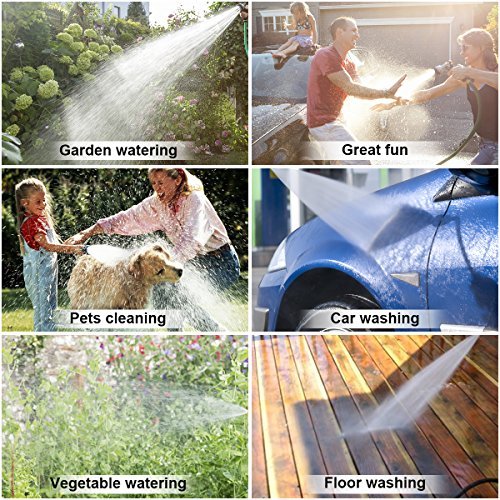 CampFENSE Garden Hose 7 Spray Modes with Storage Bag 50FT or 75FT Expandable Extra-Strength Latex Water Shrinking Hose Adjustable Durable Flexible Magic Hose (75FT, Blue)