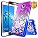 NageBee [Glitter] Case Compatible with Huawei Ascend XT 2 (H1711) /Huawei Elate 4G LTE w/[Tempered Glass Screen Protector] Liquid Quicksand Waterfall Flowing Sparkle Shiny Bling Cute Case -Purple/Blue