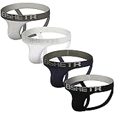 BSHETR Men's Jockstraps Athletic Supporters 4-Pack Cotton Work Out Underwear