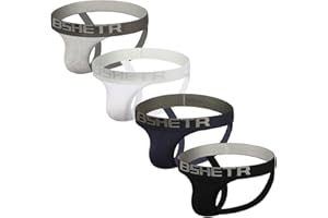 BSHETR Men's Jockstraps Athletic Supporters 4-Pack Cotton Work Out Underwear