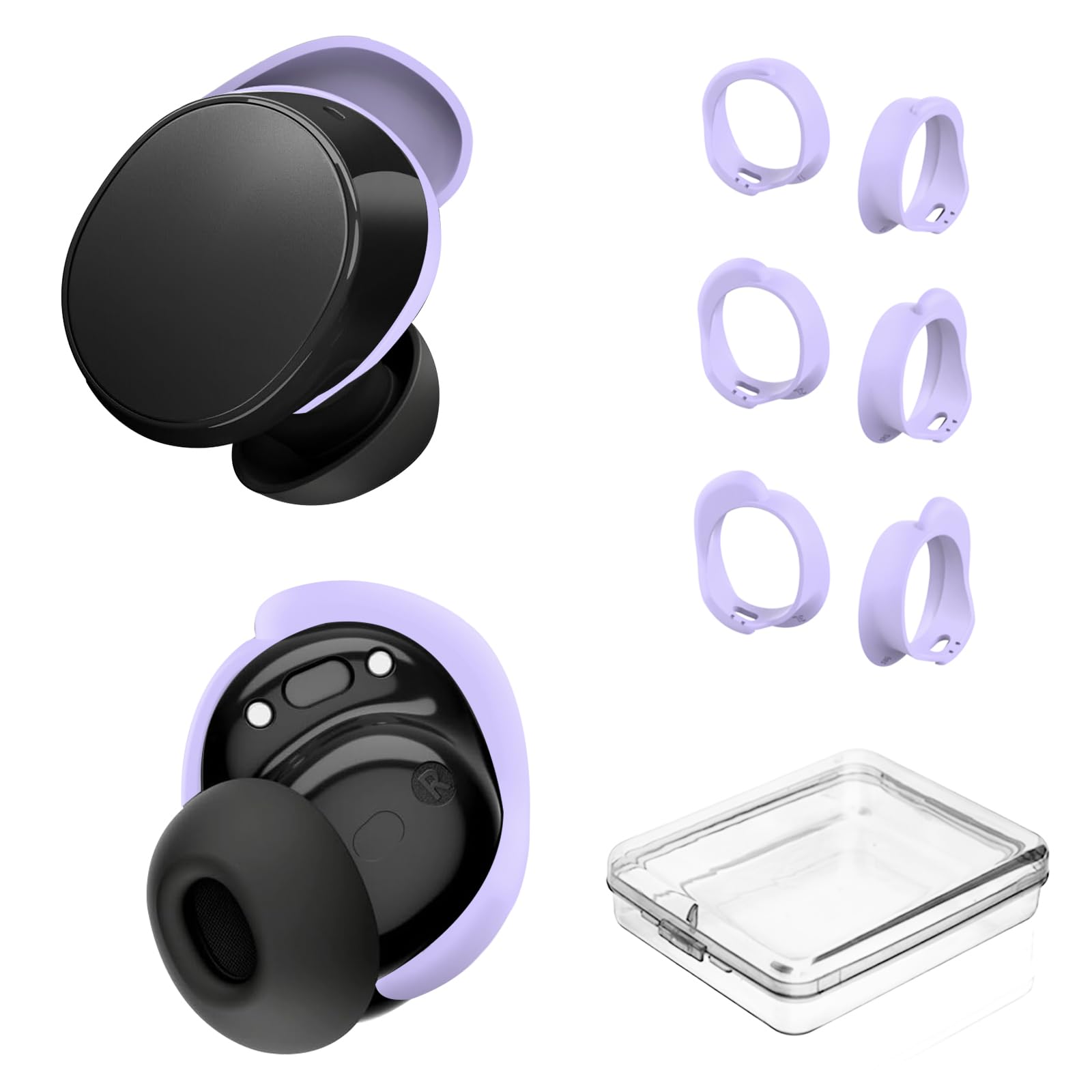Photo 1 of [3 Pairs] Ear Tips Covers for Bose New QuietComfort Earbuds (2024), Silicone Sport Ear Hook Cover Accessories for Bose New QC Earbuds, Anti-Slip Replacement Eartip Fit Kit (S,M,L) (Lilac)