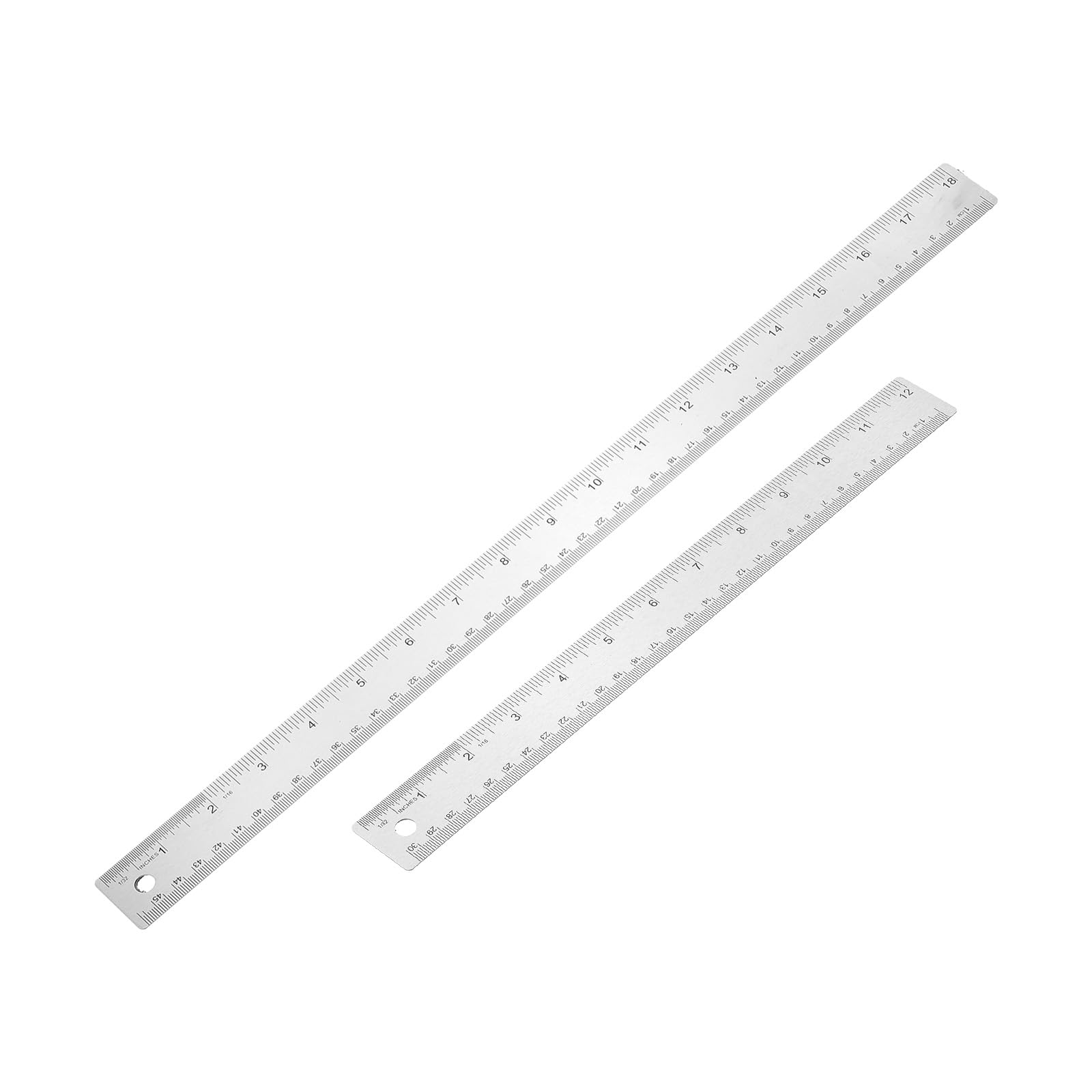 PATIKIL 12, 18 Inch Stainless Steel Straight Edge Ruler, 2 Pcs Cork Backing Non-Slip Metal Ruler with Inches Centimeter Metric Measuring Tools for Office