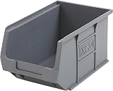 BiGDUG Plastic Parts Bins 10-Pack Stackable or Wall Mount Grey 125x150x240mm view 2