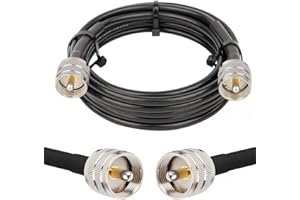 XRDS-RF PL-259 UHF CB Coax Cable 15ft, 50 ohm RG58 PL-259 UHF Male to SO-239 Male Connector Low Loss Coaxial Cable for HAM & 