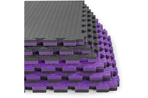 Xspec 1" Extra Thick Interlocking Home Gym Foam Floor Mat Reversible Tiles (24" x 24") | 12 Pieces, 48 Square feet | Protective Flooring for Work Out Exercise