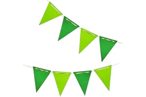 CC WONDERLAND ZONE Dark Green and Light Green Pennant Banner,Green Vintage Double Sided Triangle Flag，for Forest Party Decoration,Pack of 30pcs Triangle Flag