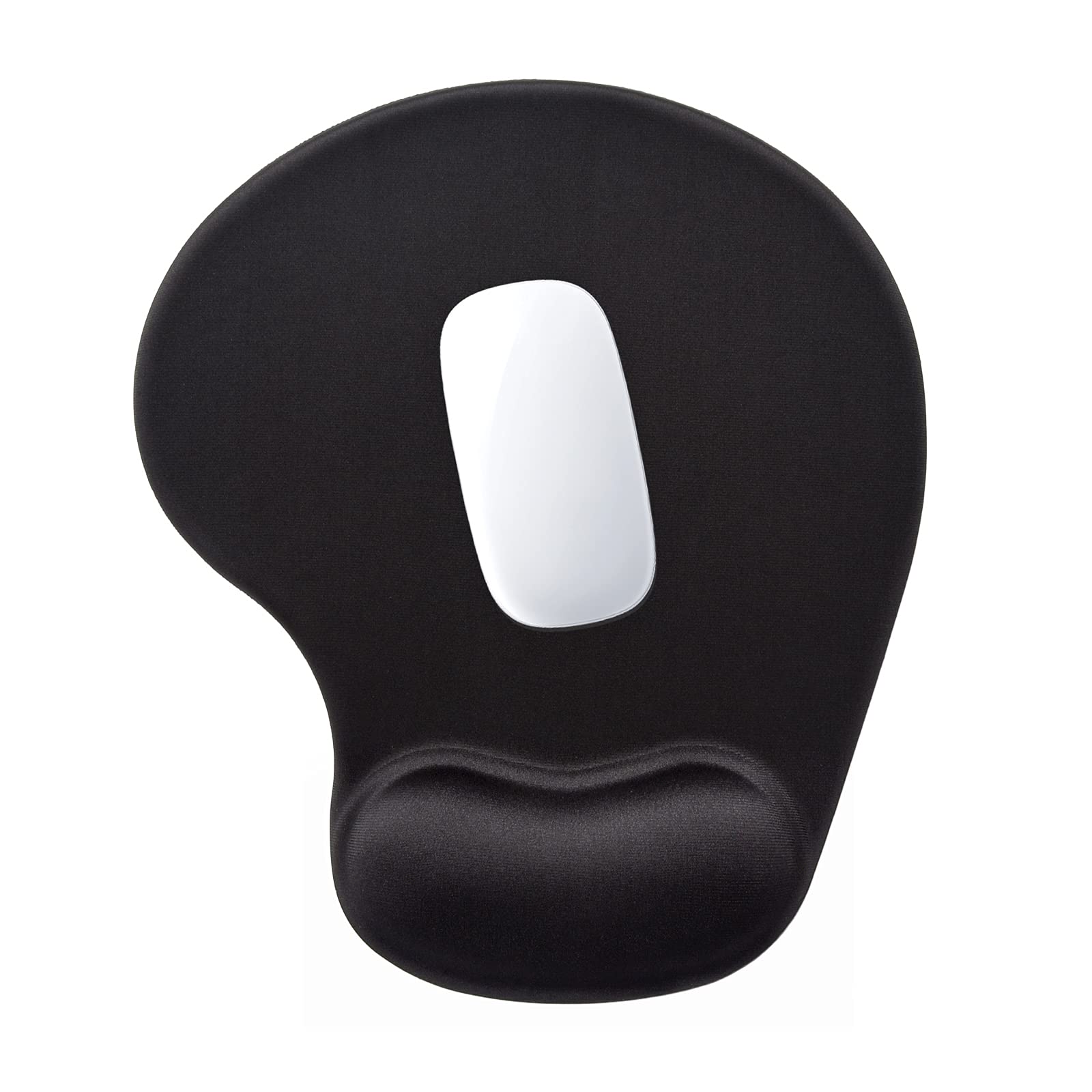 Hsurbtra Ergonomic Mouse Pad with Wrist Rest Support, Gel Mouse Pads with Non-slip PU Base, Pain Relief Memory Foam Mousepad for Laptop PC, Cute Office Supplies Desk Decro Accessories Jet Black