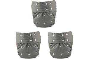 JOBEBE Adult Cloth Diaper Cover Nappy Reusable Washable Adjustable for Disability Incontinence Person (Grey-3PCS)