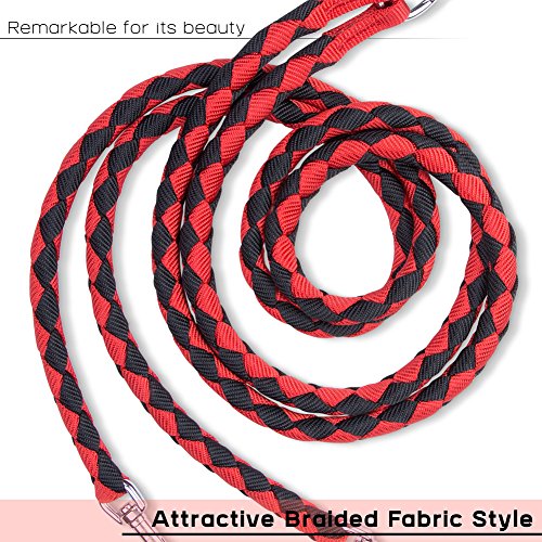 PETBABA Double Dog Leash, 4.6ft No Tangle Dual Rope Coupler, Heavy Duty 2 Way Lead Splitter with Soft Padded Handle, Walk Train Two Big Pet in Red
