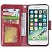 Arae Case for iPhone SE 2022 / iPhone SE 2020 / iPhone 8 / iPhone 7, Wallet Case with Card Holder PU Leather Flip Cover, Wine red