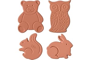 4 Pack Brown Sugar Saver Set Terracotta Brown Sugar Keeper Softener Disc with Bear Design Multiple Uses for Food Storage Cont