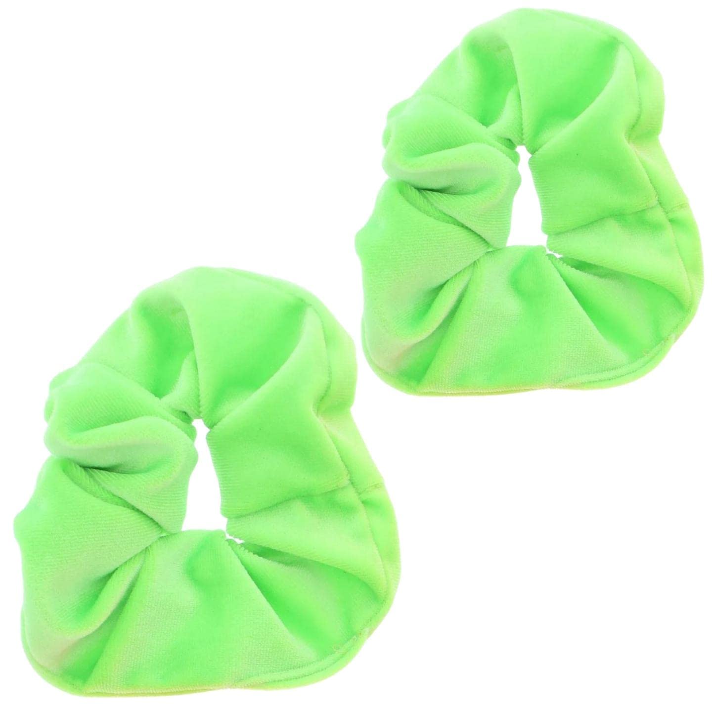 Topkids Accessories - Luxury Velvet Scrunchie Scrunchies Elastic Hair Band Ponytail Holders Hair Scrunchie Hair Bobbles Hair Accessories for Women, Ladies, Girls - Pack of 2 (Neon Green)