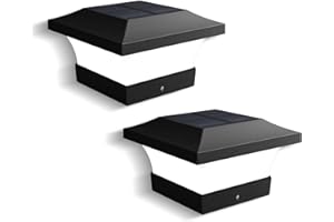 T-SUN Solar Post Lights, Waterproof Outdoor Solar Post Cap Lights for 4X4 Wooden Posts, 6000K Cool White LED Lighting, Deck, Patio Garden Decor or Fence(2 Pack)