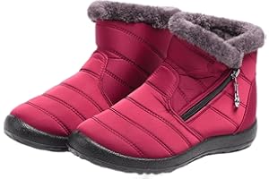Lausiuoe Snow Boots For Women Waterproof Insulated Wide Width Winter Fur Lined Warm Ankle Booties Slip On Outdoor Shoes