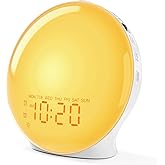 JALL Full-Screen Wake Up Light Sunrise Alarm Clocks for Bedrooms, White Noise Machine for Heavy Sleepers, 25 Natural Sounds, Dual Alarms, FM Radio, 17 Dimmable Colors, Bluetooth Speaker