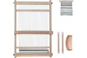Poweka Wooden Loom Kit,Wooden Tapestry Loom Frame with Shuttle and Comb,Hand-Woven DIY Woven Set Household Tapestry Scarf for