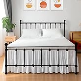 Shreem Linen Ruffled Bed Skirt with Split Corners, Gathered Style, 100% Microfiber, 15-Inch Drop, Dust Ruffle Bedskirt with P