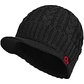 Janey&Rubbins Sports Winter Knit Visor Beanie with Bill Hat for Men and Women