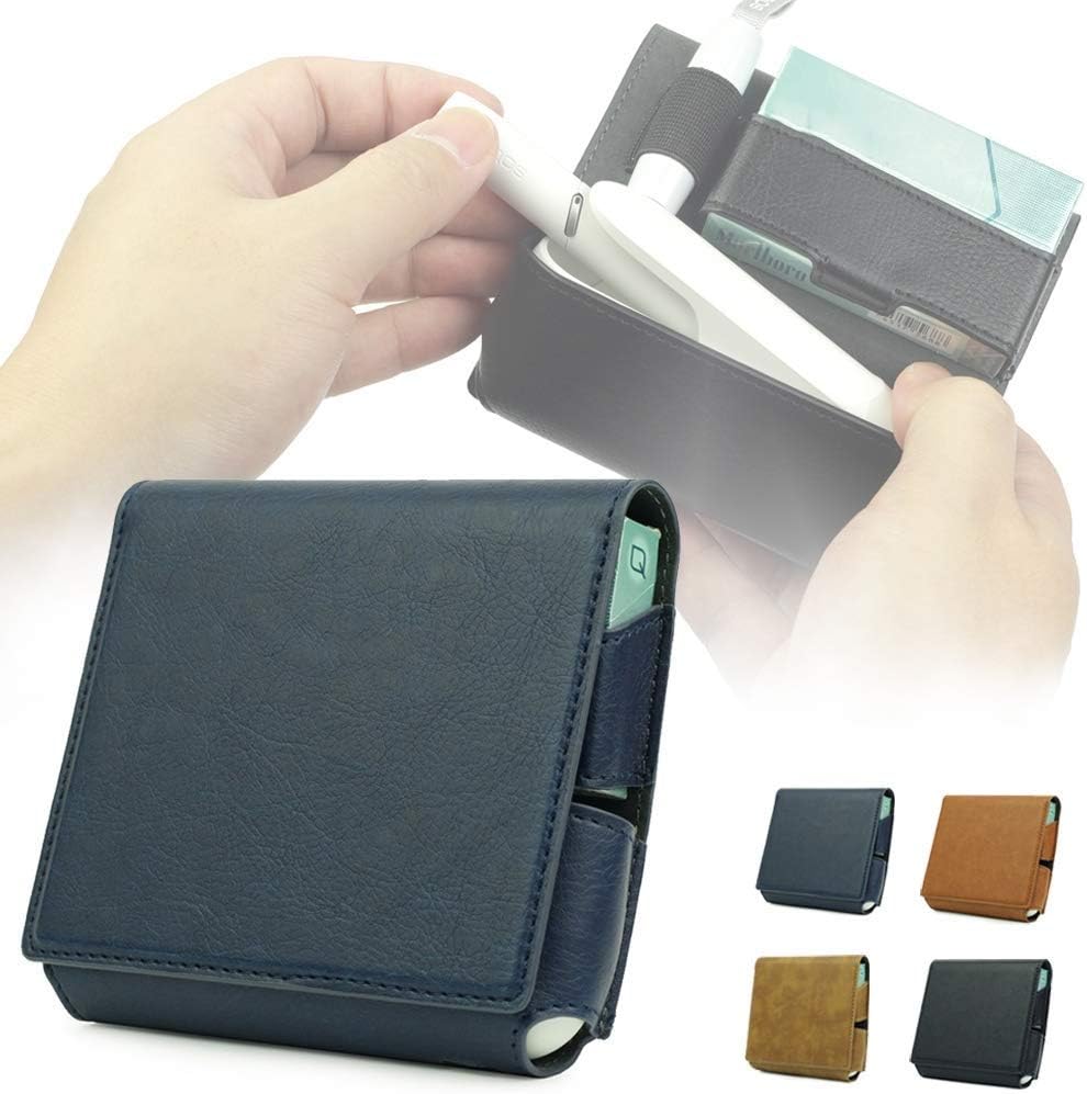 TYTX Leather Case for IQOS 3.0 Foldable Portable Scratch Resistant Cover Full Protection Pocket Wallet Holder Pouch Bag (Blue)