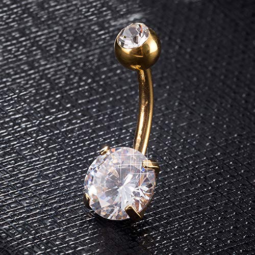 SOTICA Belly Piercing Kit with 14G Surgical Steel Piercing Needle Belly Botton Piercing Kit Navel Piercing Kit With Piercing Clamps Piercing Jewelry for Body Piercing Supply (gold)