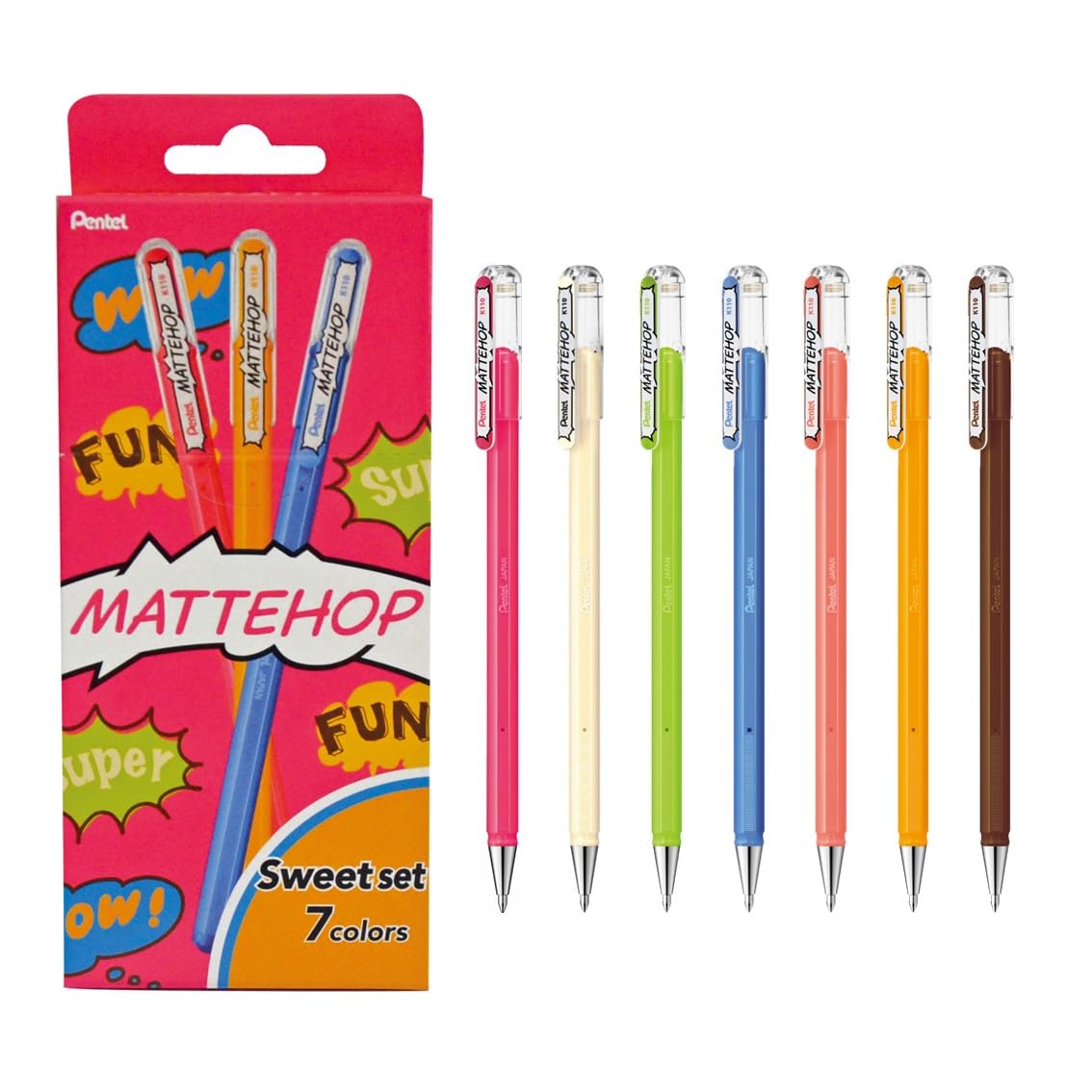 Pentel Arts Mattehop K110 Sweet Colours 1.0mm tip (Pack of 7) — image 1
