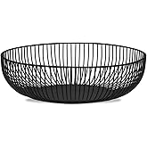 IBWell Black Wire Fruit Basket Fruit Bowl Kitchen Fruit Basket Stand Fruit Bowls for the Counters Metal Fruit Bowl (Exposure)
